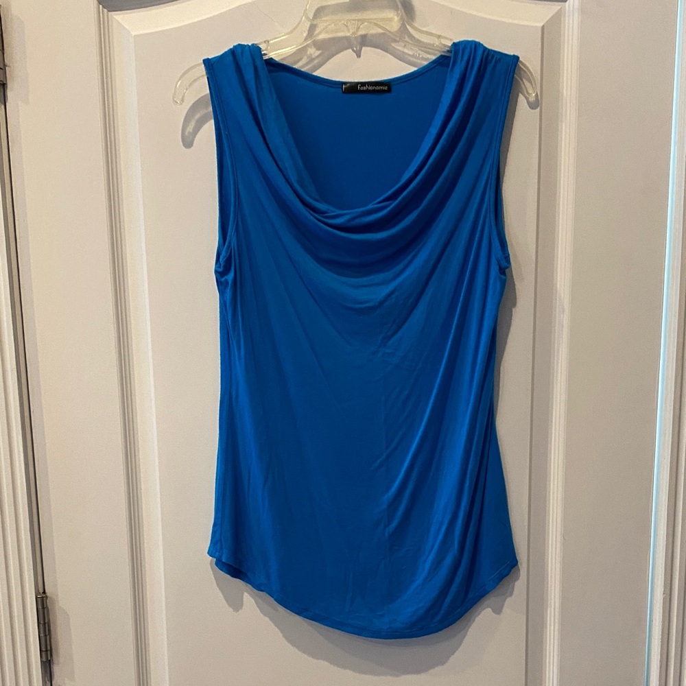 Fashionomics Vibrant Blue Draped Tank Top